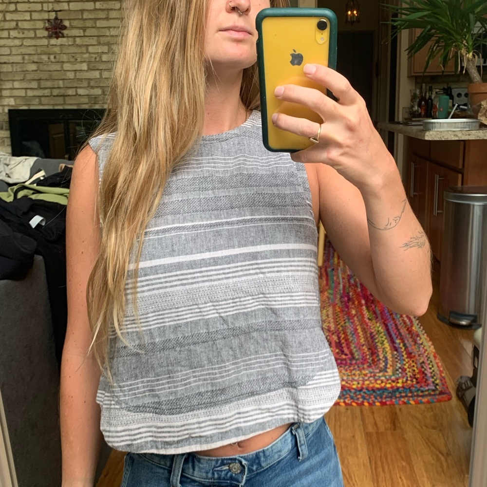 2/$25 Linen Striped Crop Tank